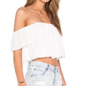 Show Me Your Mumu Ella Off The Shoulder Top in Spring Fling White Snow Lace